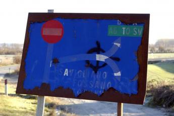 Het winnende verkeersbord in Italië.